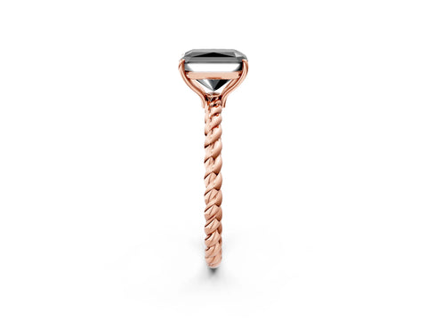 Rose gold Fancy Black Radiant Cut Solitaire Twisted Band 4-Prong Ring_2