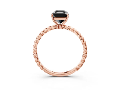 Rose gold Fancy Black Radiant Cut Solitaire Twisted Band 4-Prong Ring_3