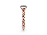 Rose gold Fancy Black Radiant Cut Solitaire Twisted Band with Pavé Accents and Four-Prong Setting_2