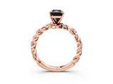 Rose gold Fancy Black Radiant Cut Solitaire Twisted Band with Pavé Accents and Four-Prong Setting_3