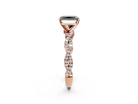 Rose gold Fancy Black Radiant Cut Solitaire Twisted Pave Band with Four-Prong Setting_5
