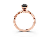 Rose gold Fancy Black Radiant Cut Solitaire Twisted Pave Band with Four-Prong Setting_6