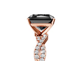 Rose gold Fancy Black Radiant Cut Solitaire Twisted Pave Band with Four-Prong Setting_8