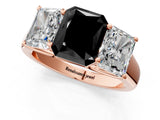 Rose gold Fancy Black Radiant Cut Three-Stone Diamond Ring with Prong Setting on a Classic Band_13
