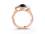 Rose gold Fancy Black Radiant Cut Three-Stone Diamond Ring with Prong Setting on a Classic Band_15