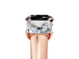 Rose gold Fancy Black Radiant Cut Three-Stone Diamond Ring with Prong Setting on a Classic Band_17