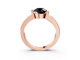 Rose gold Fancy Black Round Cut Brilliant Channel-Set Diamond Ring with Bezel Prong Setting_3