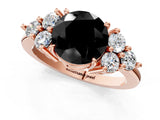 Rose gold Fancy Black Round Cut Brilliant Diamond Cluster Accent Solitaire Ring with Prong Setting_1