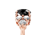 Rose gold Fancy Black Round Cut Brilliant Diamond Cluster Accent Solitaire Ring with Prong Setting_5