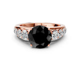 Rose gold Fancy Black Round Cut Brilliant Diamond Pavé Band with Six-Prong Setting