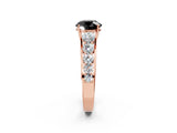 Rose gold Fancy Black Round Cut Brilliant Diamond Pavé Band with Six-Prong Setting_14