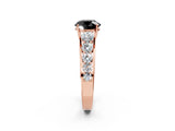 Rose gold Fancy Black Round Cut Brilliant Diamond Pavé Band with Six-Prong Setting_2
