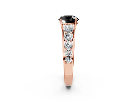 Rose gold Fancy Black Round Cut Brilliant Diamond Pavé Band with Six-Prong Setting_2