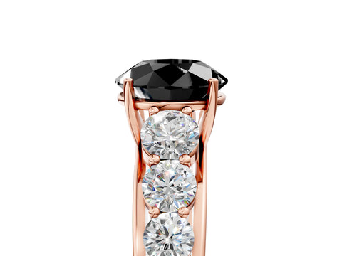 Rose gold Fancy Black Round Cut Brilliant Diamond Pavé Band with Six-Prong Setting_5
