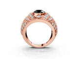 Rose gold Fancy Black Round Cut Brilliant Halo Pave Diamond Milgrain Ring_3