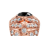 Rose gold Fancy Black Round Cut Brilliant Halo Pave Diamond Milgrain Ring_5