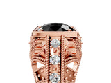 Rose gold Fancy Black Round Cut Brilliant Milgrain Filigree Diamond Ring with Square Prong Setting_5