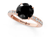 Rose gold Fancy Black Round Cut Brilliant Pavé Band Solitaire with Four-Prong Setting_1