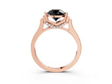 Rose gold Fancy Black Round Cut Brilliant Solitaire Diamond Ring with Channel Set Band and Bar Prong Setting_3