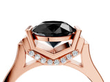 Rose gold Fancy Black Round Cut Brilliant Solitaire Diamond Ring with Channel Set Band and Bar Prong Setting_4