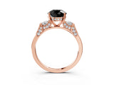 Rose gold Fancy Black Round Cut Brilliant Three-Stone Pave Band with Four-Prong Setting_3