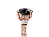 Rose gold Fancy Black Round Cut Brilliant Three-Stone Pave Band with Four-Prong Setting_5