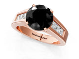 Rose gold Fancy Black Round Cut Cut Channel Set Solitaire Ring with Four-Prong Setting_1