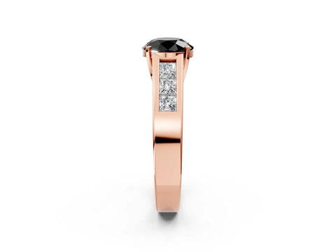 Rose gold Fancy Black Round Cut Cut Channel Set Solitaire Ring with Four-Prong Setting_2