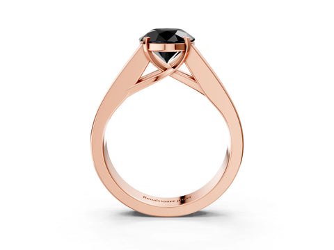 Rose gold Fancy Black Round Cut Cut Channel Set Solitaire Ring with Four-Prong Setting_3