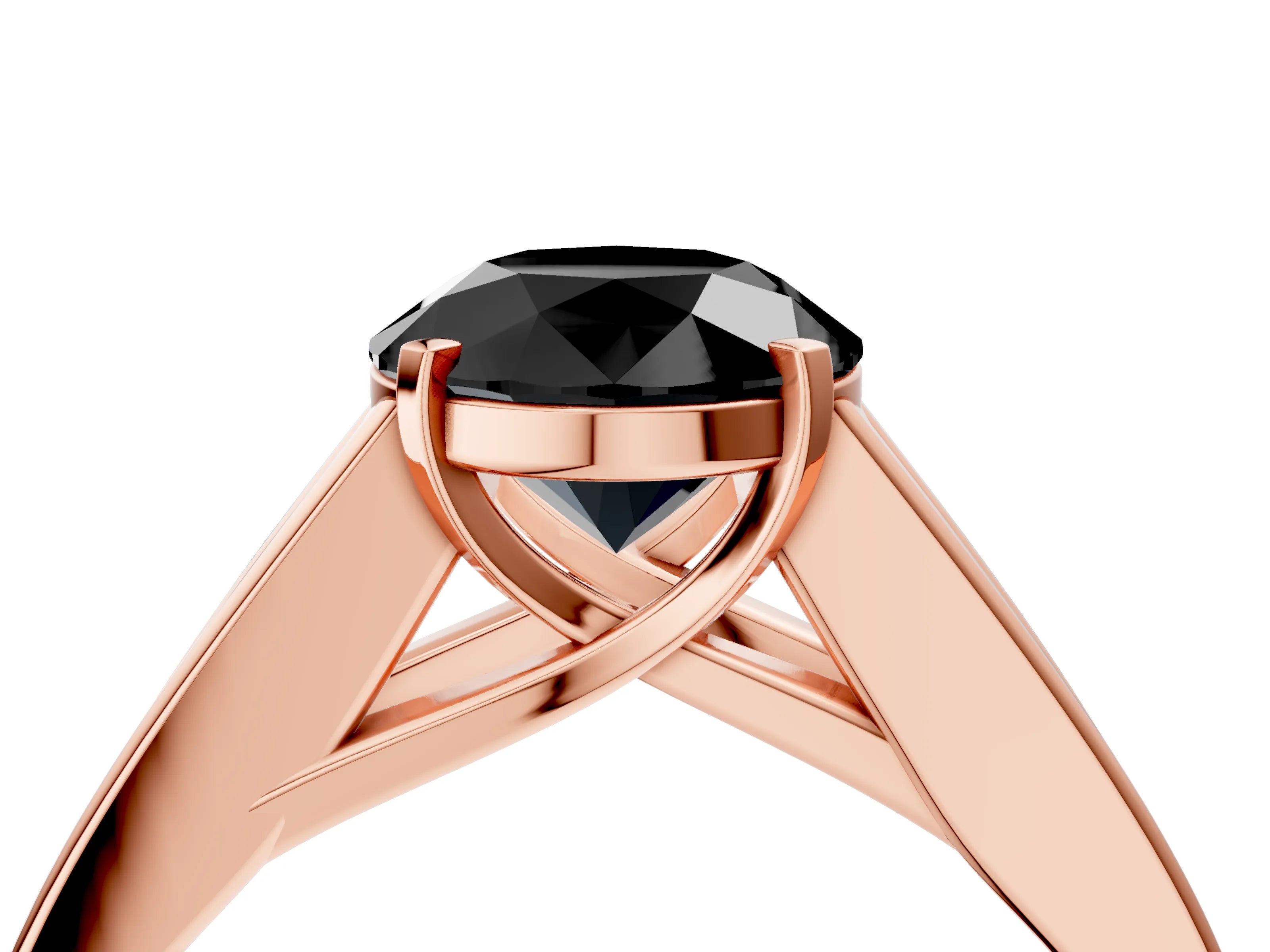 Rose gold Fancy Black Round Cut Cut Channel Set Solitaire Ring with Four-Prong Setting_4