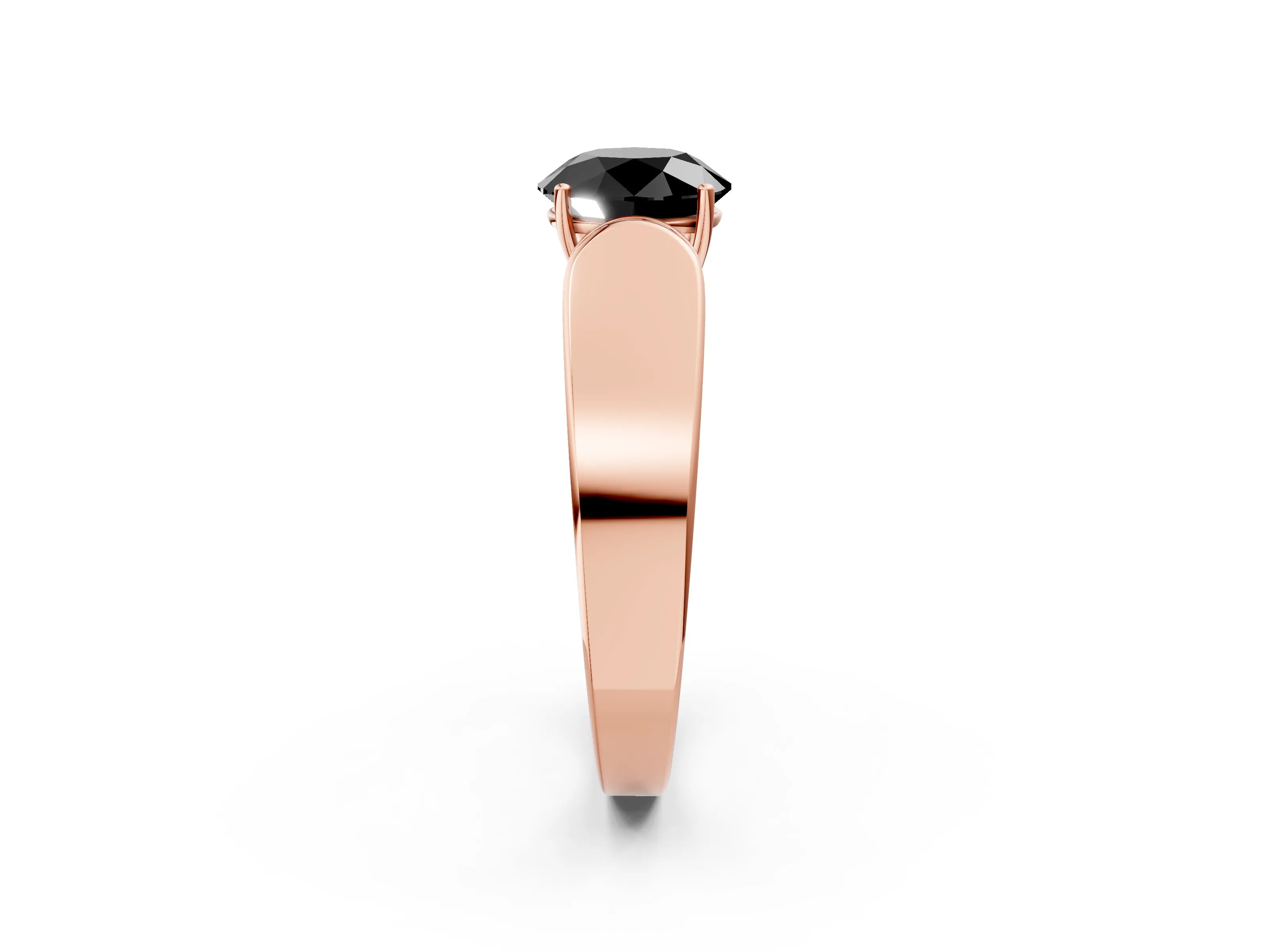 Rose gold Fancy Black Round Cut Cut Diamond Channel Set Solitaire Ring with Four-Prong Setting_2