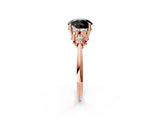 Rose gold Fancy Black Round Cut Cut Diamond Cluster Ring with Solitaire Band and Four-Prong Setting_2
