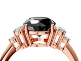 Rose gold Fancy Black Round Cut Cut Diamond Cluster Ring with Solitaire Band and Four-Prong Setting_4