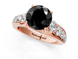 Rose gold Fancy Black Round Cut Cut Diamond Engagement Ring with Pavé Band and Four-Prong Setting_1