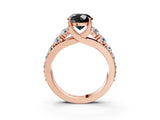 Rose gold Fancy Black Round Cut Cut Diamond Engagement Ring with Pavé Band and Four-Prong Setting_3
