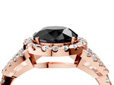 Rose gold Fancy Black Round Cut Cut Diamond Halo Engagement Ring with Open Split Pavé Band_4