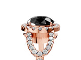 Rose gold Fancy Black Round Cut Cut Diamond Halo Engagement Ring with Open Split Pavé Band_5