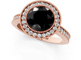 Rose gold Fancy Black Round Cut-Cut Diamond Halo Engagement Ring with Pave Band and Prong Setting_1