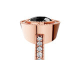 Rose gold Fancy Black Round Cut-Cut Diamond Halo Engagement Ring with Pave Band and Prong Setting_5