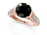 Rose gold Fancy Black Round Cut Cut Diamond Pavé Band Solitaire with Four-Prong Setting_1