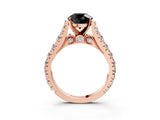 Rose gold Fancy Black Round Cut Cut Diamond Pavé Band Solitaire with Four-Prong Setting_3