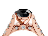 Rose gold Fancy Black Round Cut Cut Diamond Pavé Band Solitaire with Four-Prong Setting_4