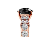 Rose gold Fancy Black Round Cut Cut Diamond Pavé Band Solitaire with Four-Prong Setting_5