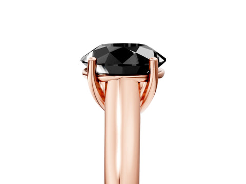 Rose gold Fancy Black Round Cut Cut Diamond Solitaire Engagement Ring with Tapered Plain Band and Four-Prong Setting_5