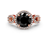 Rose gold Fancy Black Round Cut Cut Halo Diamond Infinity Band with Four-Prong Setting