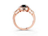Rose gold Fancy Black Round Cut Cut Halo Diamond Infinity Band with Four-Prong Setting_3