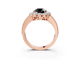 Rose gold Fancy Black Round Cut Cut Halo Diamond Pavé Engagement Ring with Milgrain Detailing_3