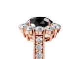 Rose gold Fancy Black Round Cut Cut Halo Diamond Pavé Engagement Ring with Milgrain Detailing_5