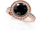 Rose gold Fancy Black Round Cut Cut Halo Pavé Diamond Ring_1