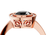 Rose gold Fancy Black Round Cut Cut Halo Pavé Diamond Ring_4